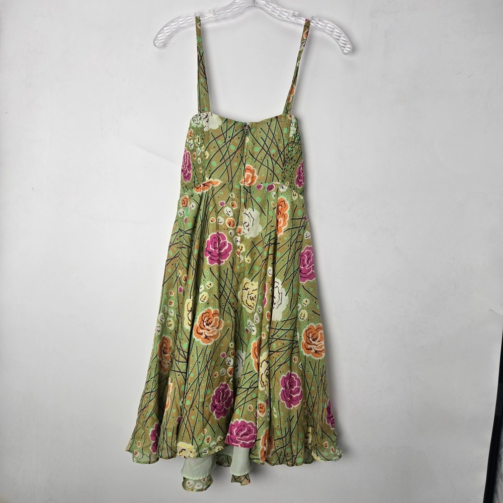 Anthropologie Girls from Savoy Floral Print Silk Dress A Line Midi Fit Flare - Picture 5 of 7
